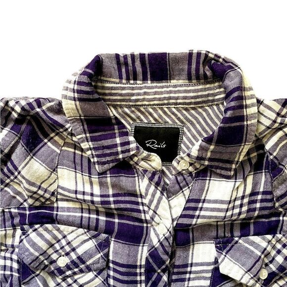 RAILS Plaid Button Down Shirt Purple / White Size XS - Picture 4 of 5